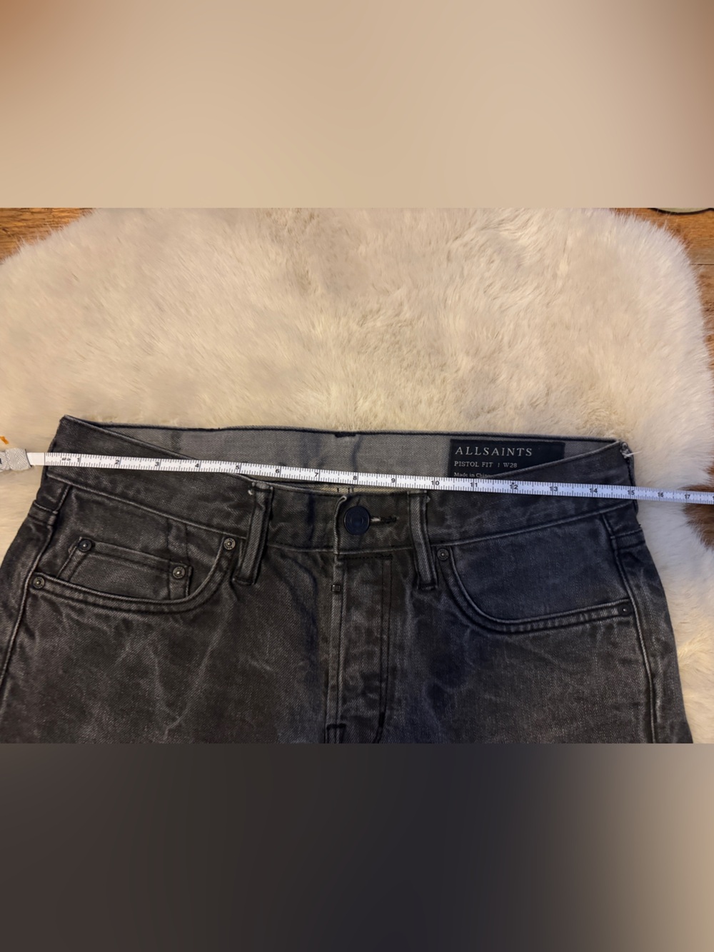 Men's AllSaints Pistol Fit Jeans- size 28- dark was gray button fly- Never Worn! - Picture 6 of 6